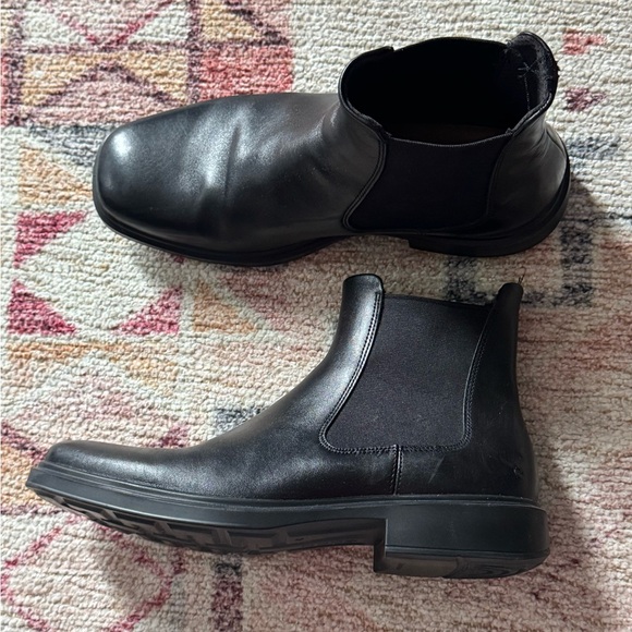 Ecco Black Leather Chelsea Boots Slip-On Ankle - Picture 5 of 6